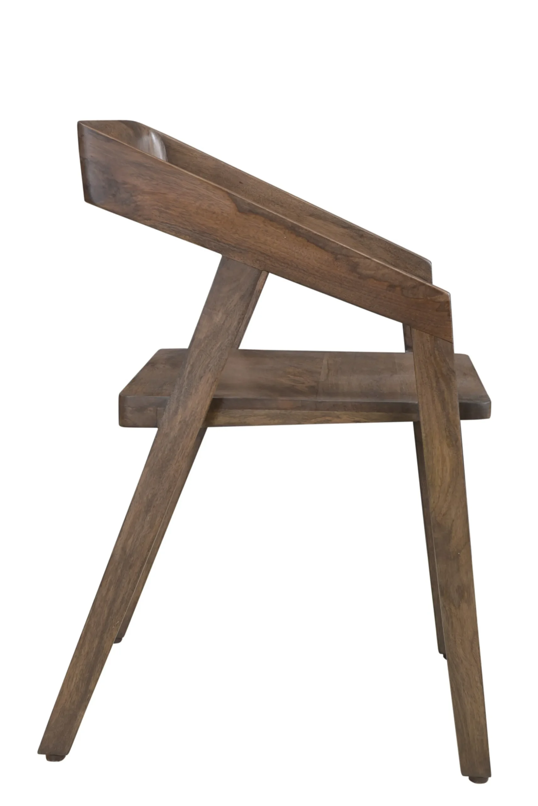 Dark Brown Solid Wood Open Back Dining Arm Chair - Image 4