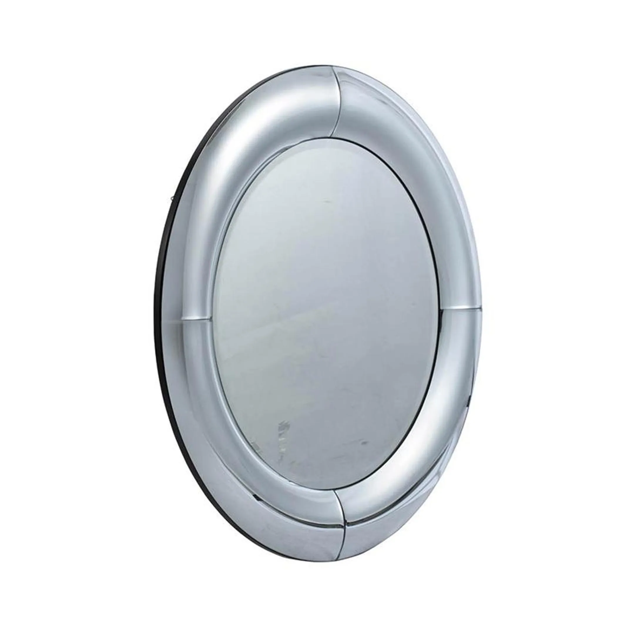 32" Silver Round Curved Frame Accent Mirror - Image 3