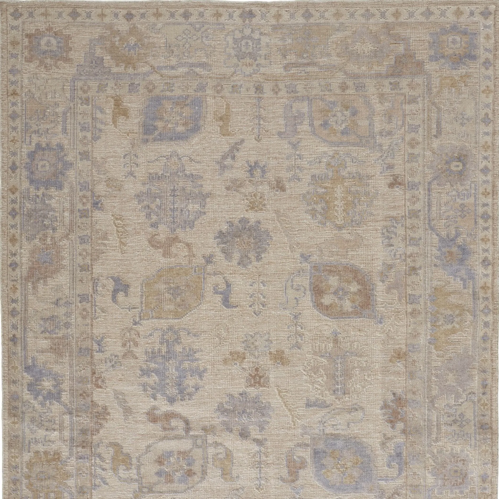 8' X 10' Blue and Ivory Floral Hand Knotted Area Rug - Image 6