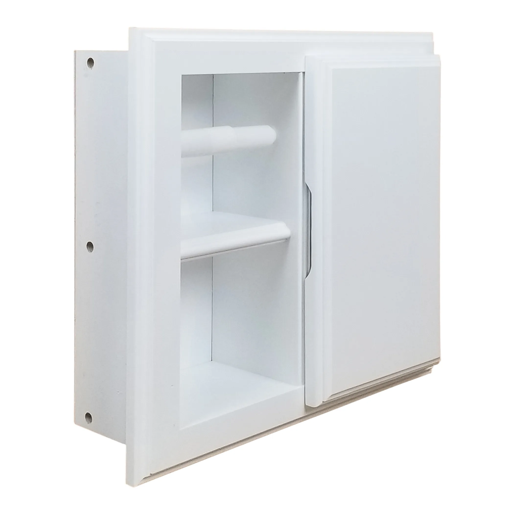 Haile Solid Wood Recessed Wood Toilet Paper Holder with Storage Cubby - Image 3