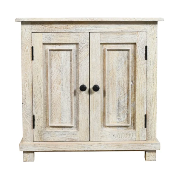 28" Distressed White Solid Wood Nightstand With Storage