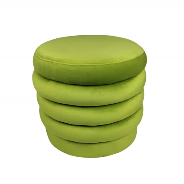 21" Green Velvet Tufted Round Cocktail Ottoman