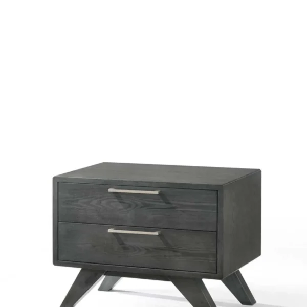 Modern Gray Wash Nightstand with Two Drawers