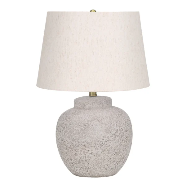 22" Cream Concrete Urn Table Lamp With Cream Abstract Empire Shade