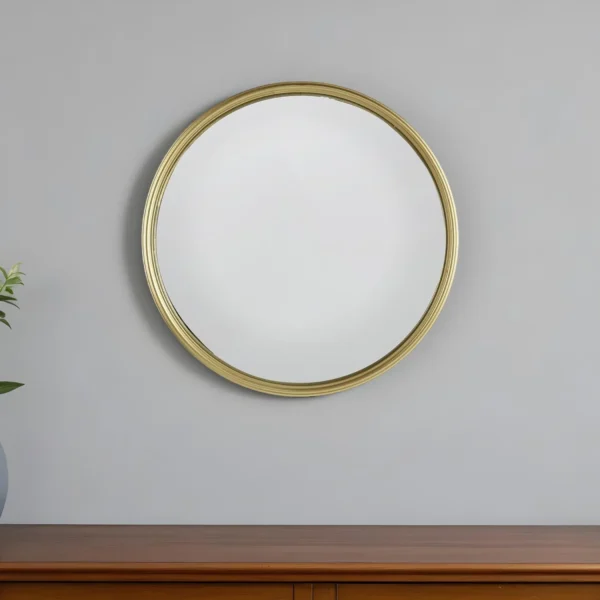 15" Gold Round Iron Textured Framed Accent Mirror