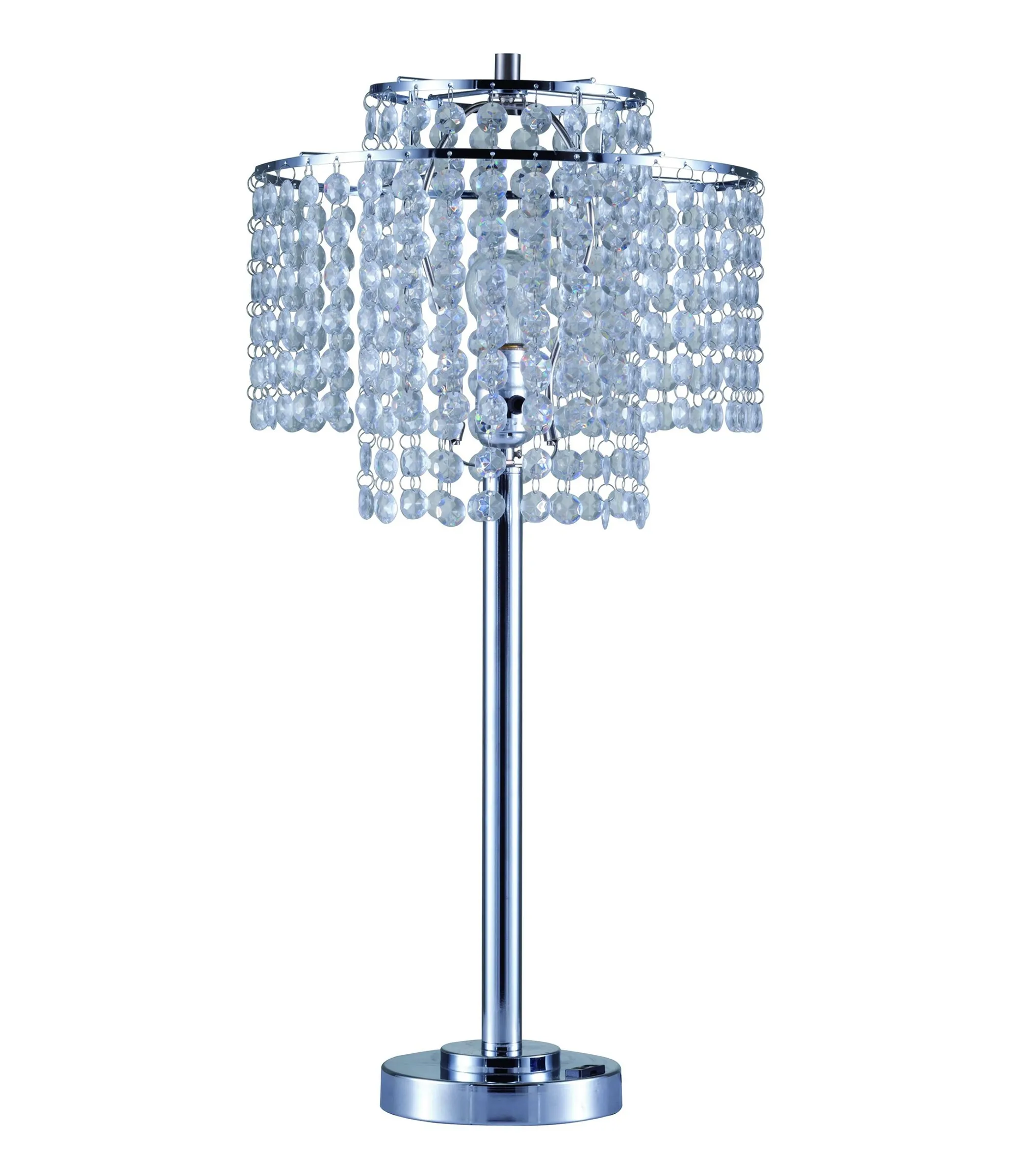 26" Silver Glam Two Tier Chandelier USB Table Lamp - Image 3