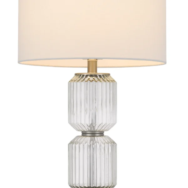 28" Nickel Metal Table Lamp With White Drum Shade