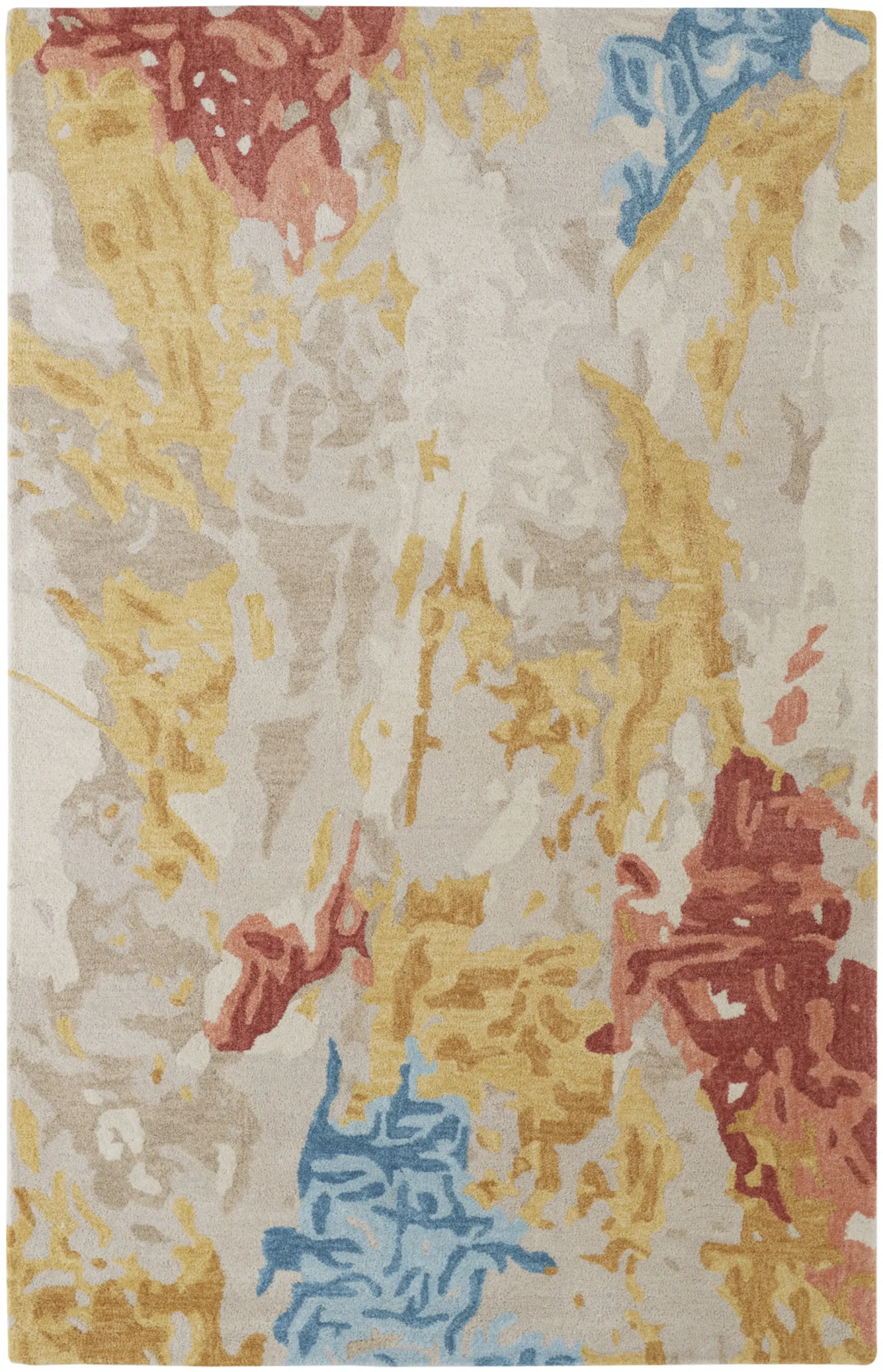 5' X 8' Ivory and Blue Wool Abstract Hand Tufted Area Rug - Image 2