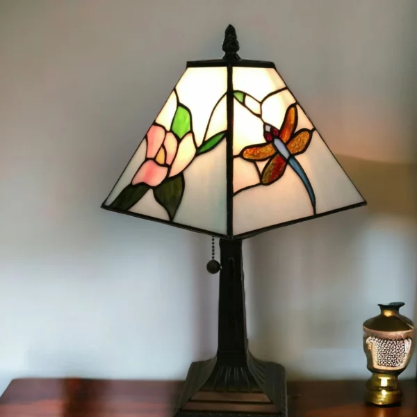 15" Dark Brown Metal Candlestick Table Lamp With White Empire Shade