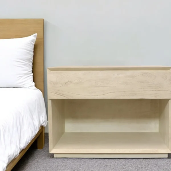 24" Natural One Drawer Solid Wood Nightstand