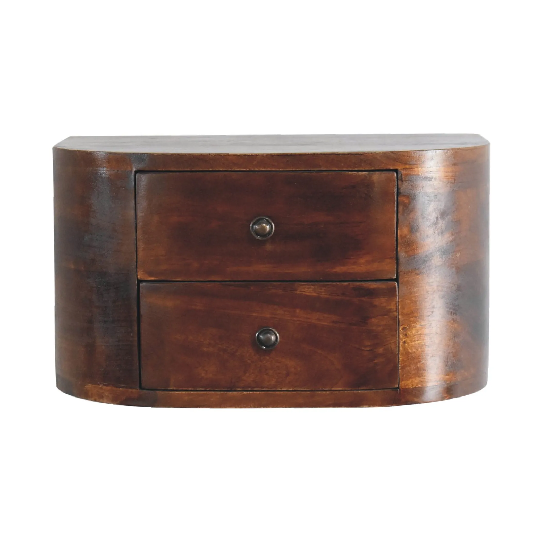 Solid Wood Round Two Drawer Floating Nightstand - Image 2