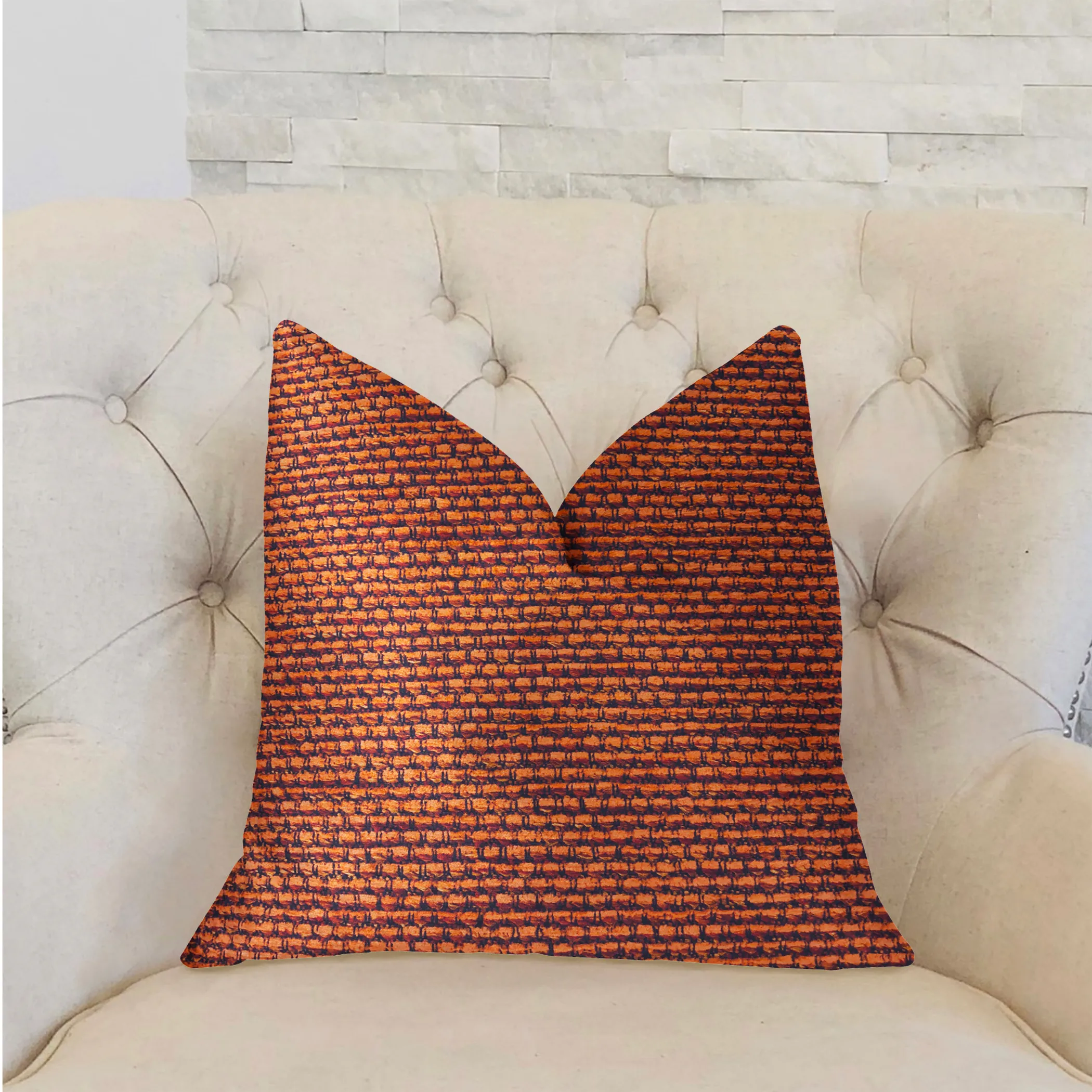 Plutus Roseate Orange Luxury Throw Pillow - Image 2