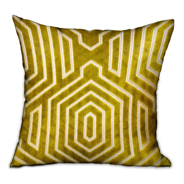 Plutus Goldenrod Velvet Gold Geometric Luxury Throw Pillow