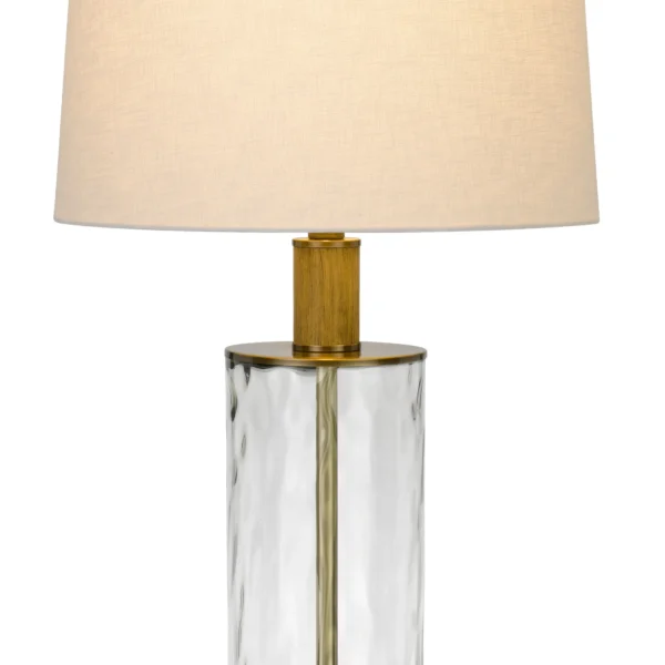 31" Clear Metal Table Lamp With White Empire Shade