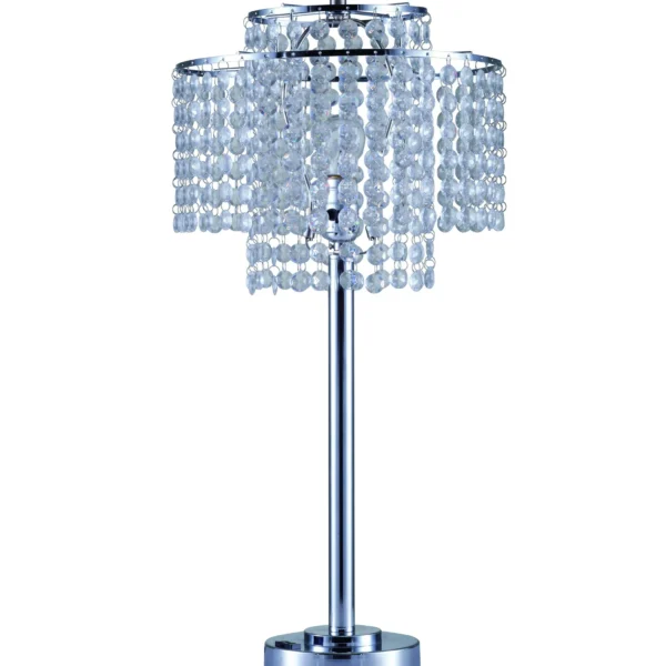 26" Silver Glam Two Tier Chandelier USB Table Lamp
