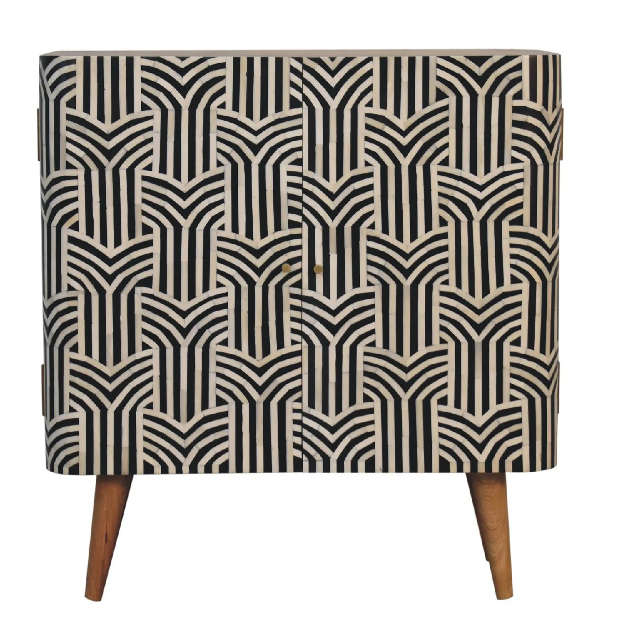 Solid Wood And Inlaid Bone Textured Accent Cabinet With Two Doors - Image 2