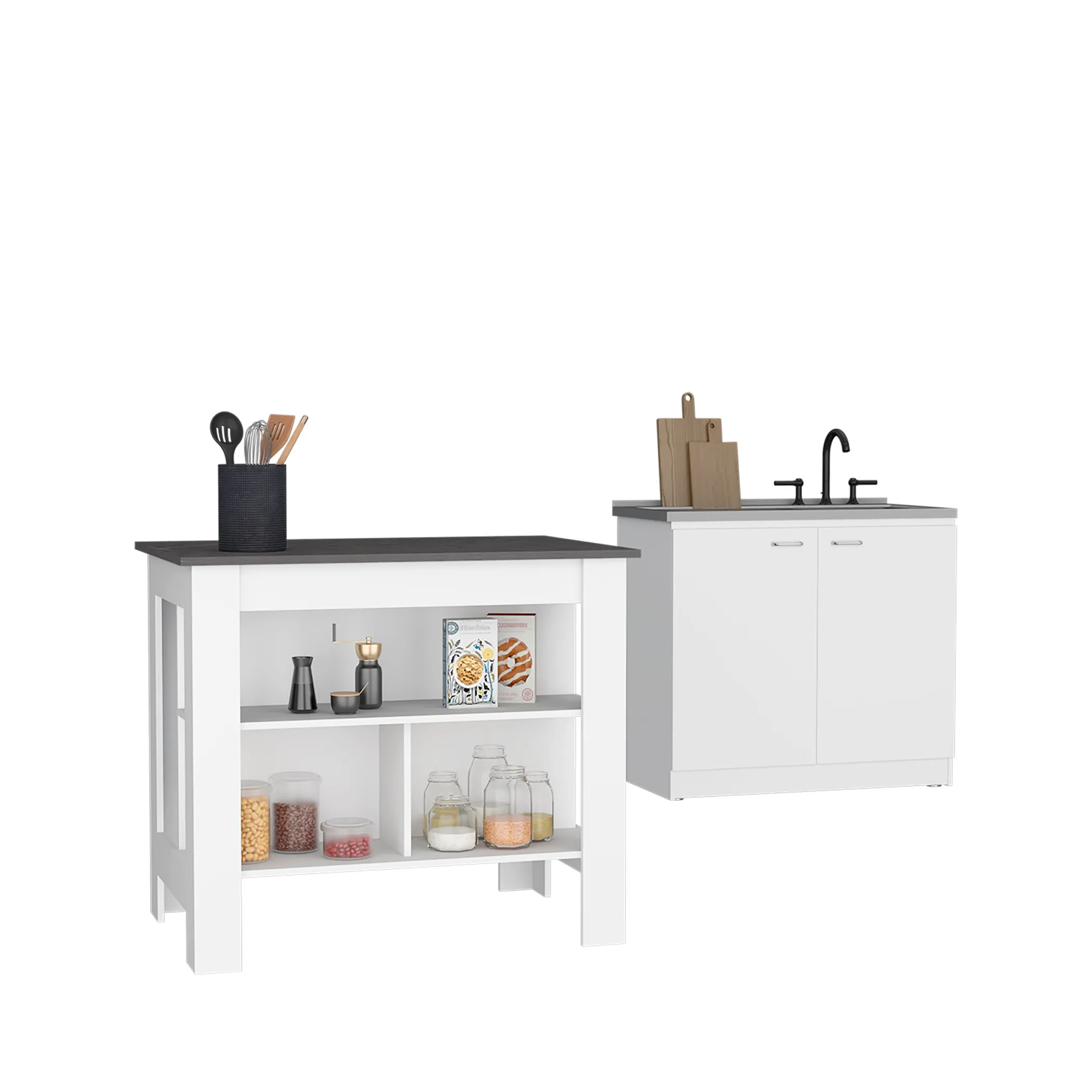 kitchen cala kitchen island + dishwasher cabinet- white / onix - Image 3