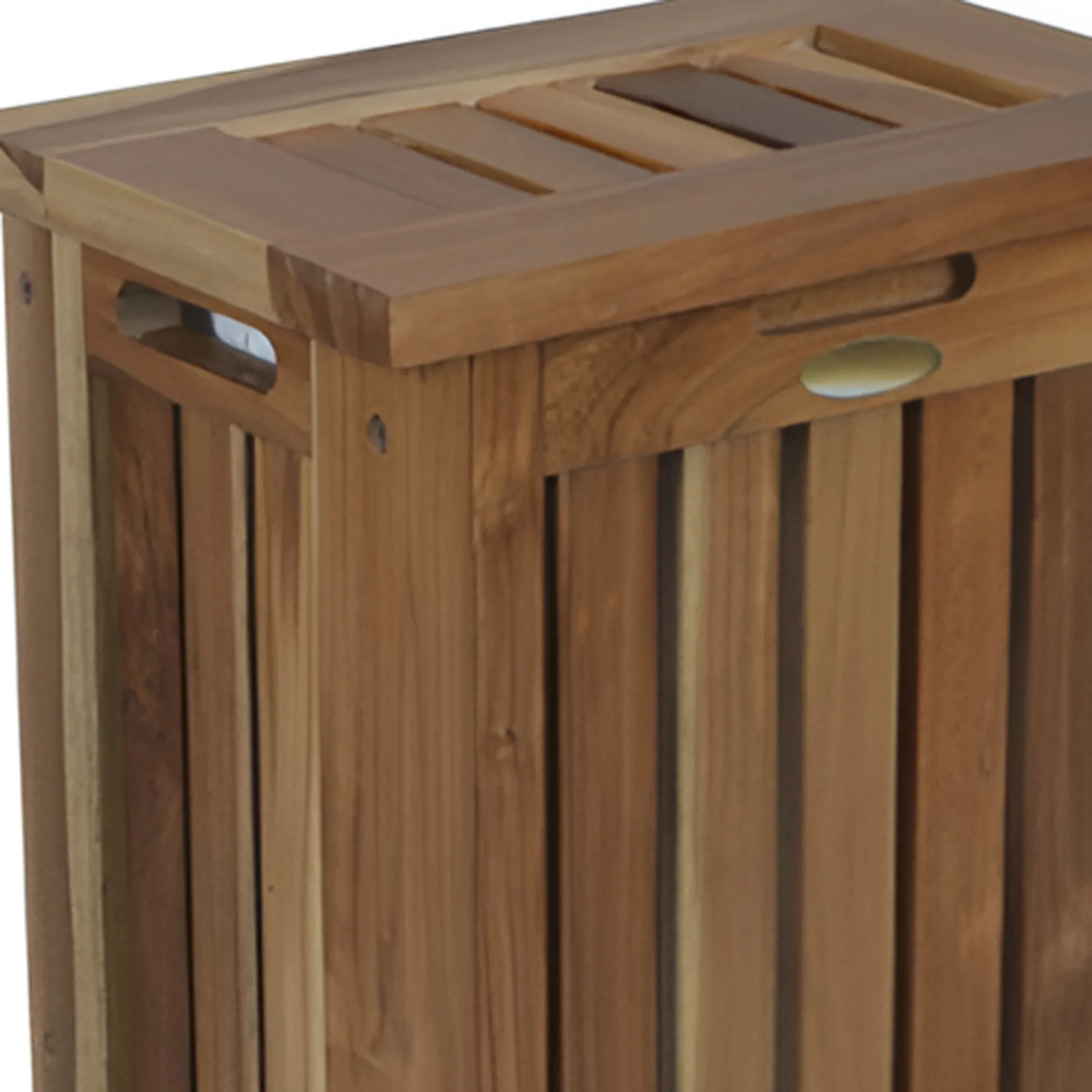 24" Brown Solid Wood Laundry Hamper With Lid - Image 5