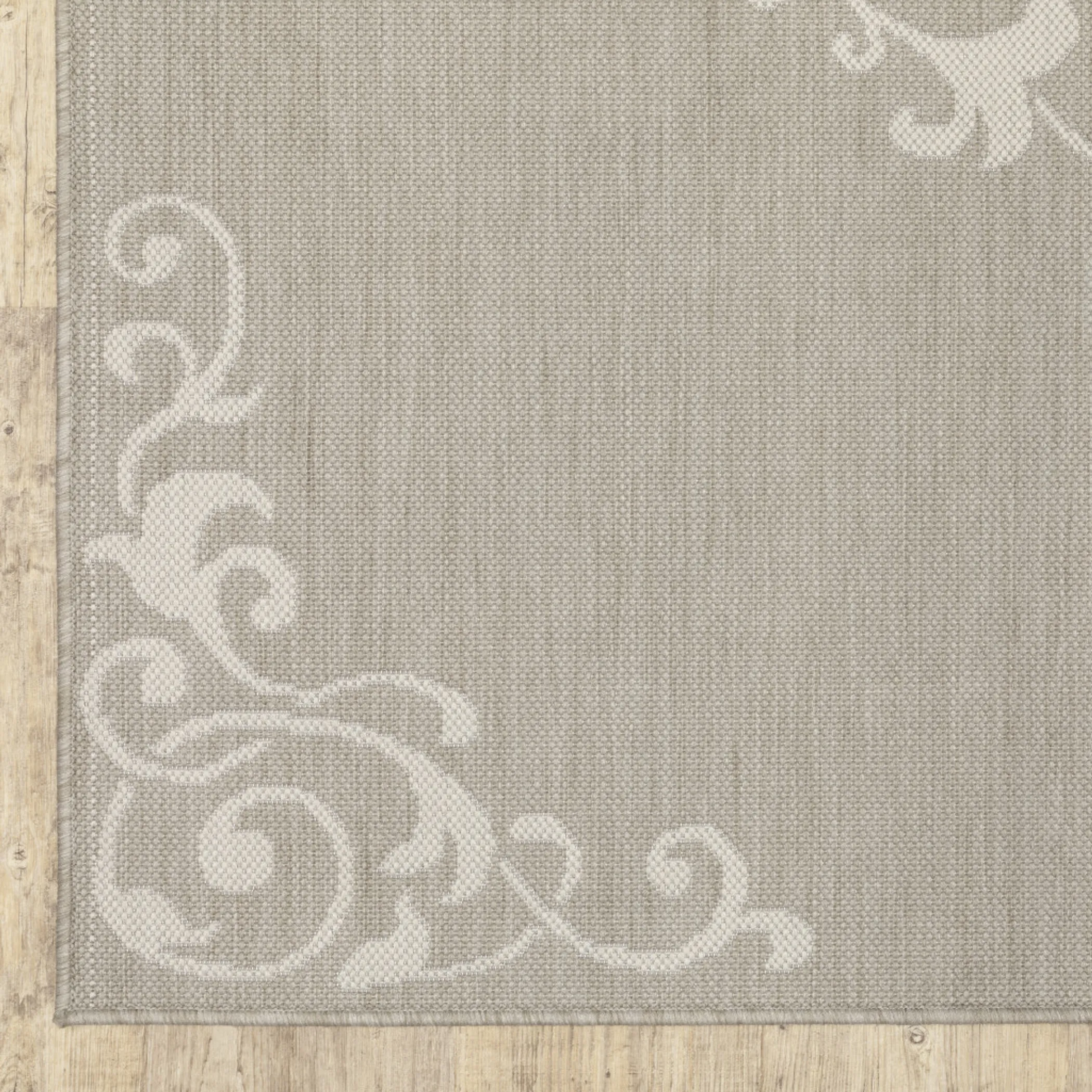 7' X 9' Gray and Ivory Oriental Stain Resistant Indoor Outdoor Area Rug - Image 3