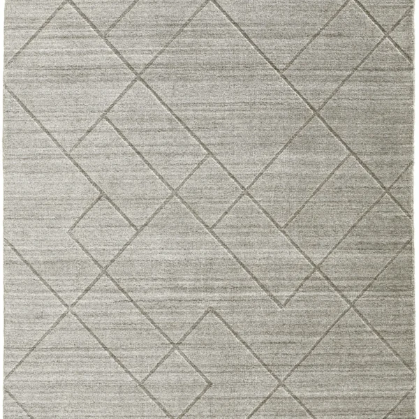 8' X 10' Ivory And Silver Striped Hand Woven Area Rug