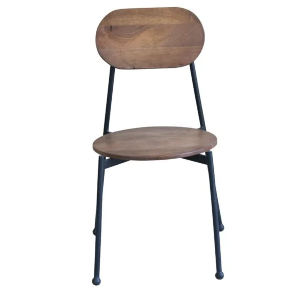 Set of Two Brown And Black Metal and Wood King Louis Back Dining Side Chairs