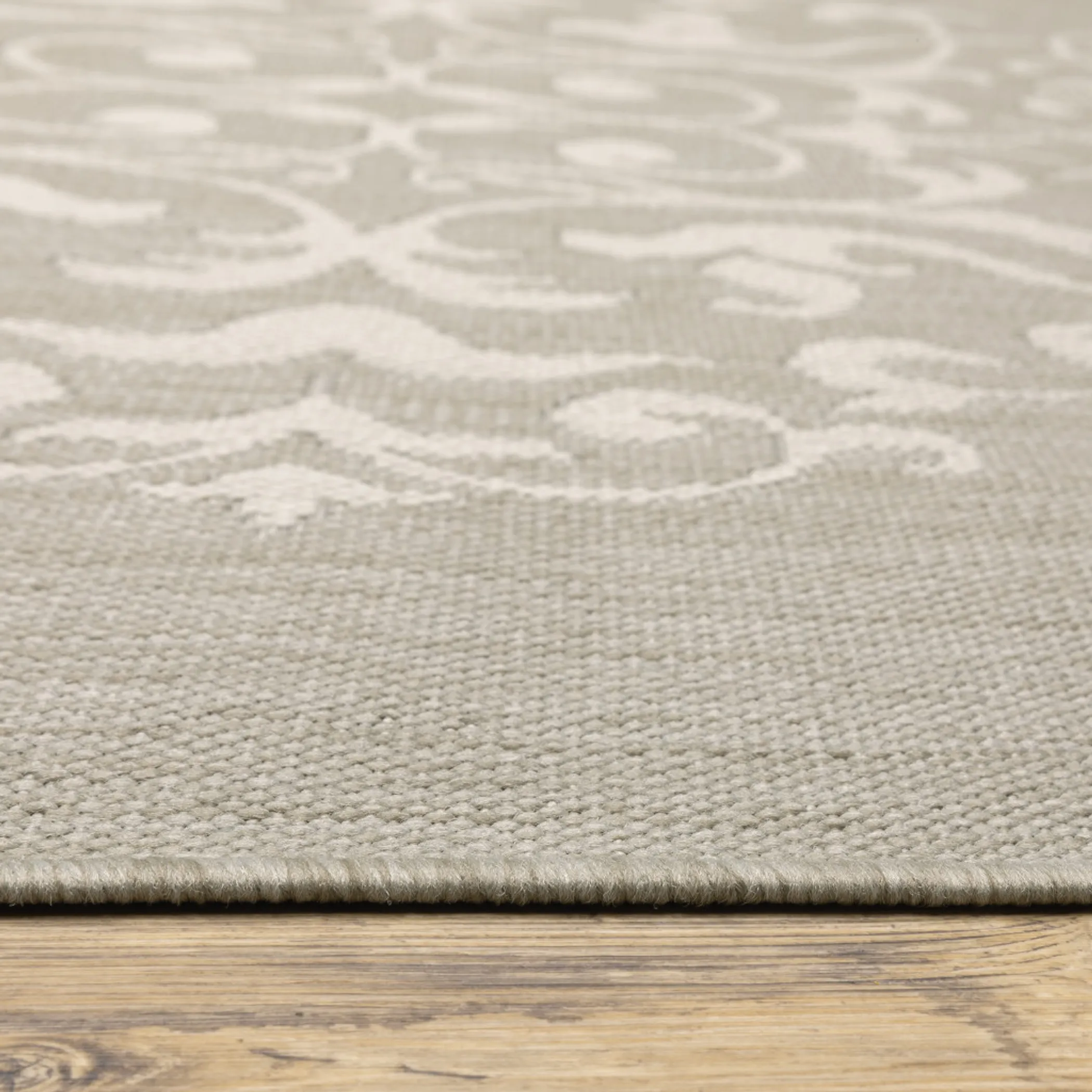 7' X 9' Gray and Ivory Oriental Stain Resistant Indoor Outdoor Area Rug - Image 5