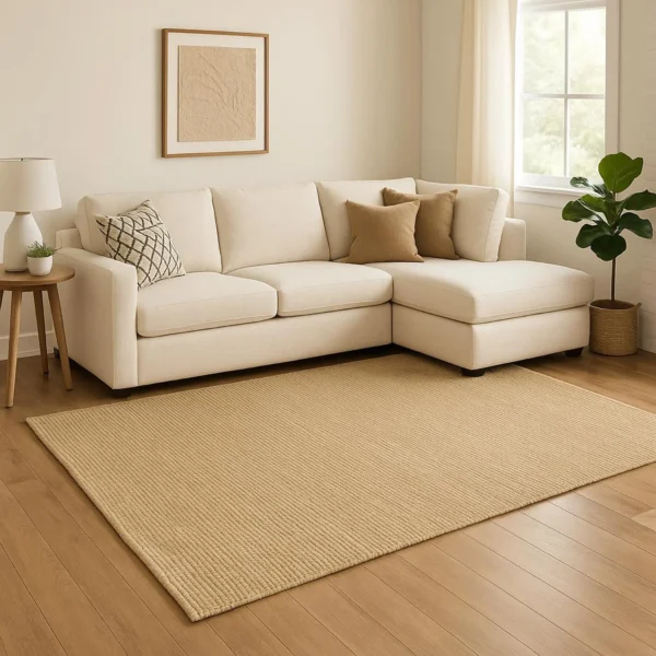12' X 15' Beige Jute Hand Woven Area Rug
