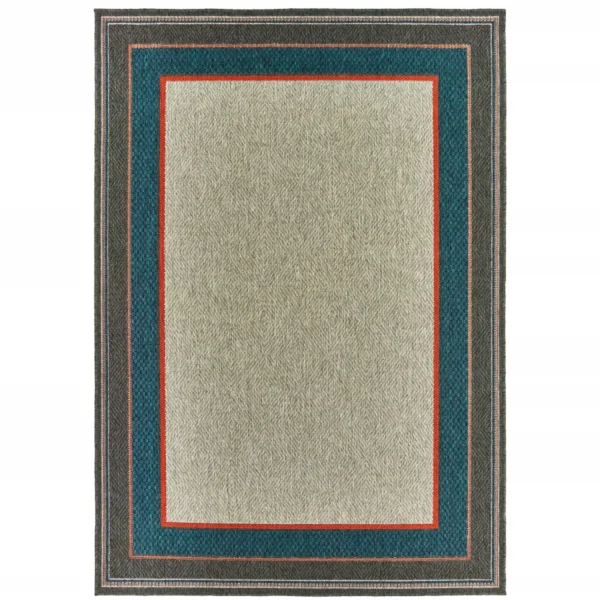 8' X 10' Blue and Gray Stain Resistant Indoor Outdoor Area Rug