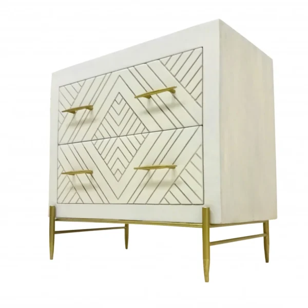28" White Two Drawer Nightstand
