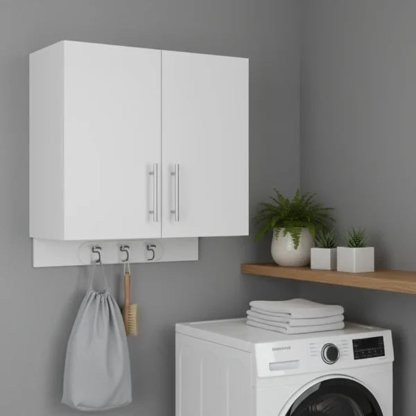 Wood Wall Mounted Utlity Cabinet With Two Doors
