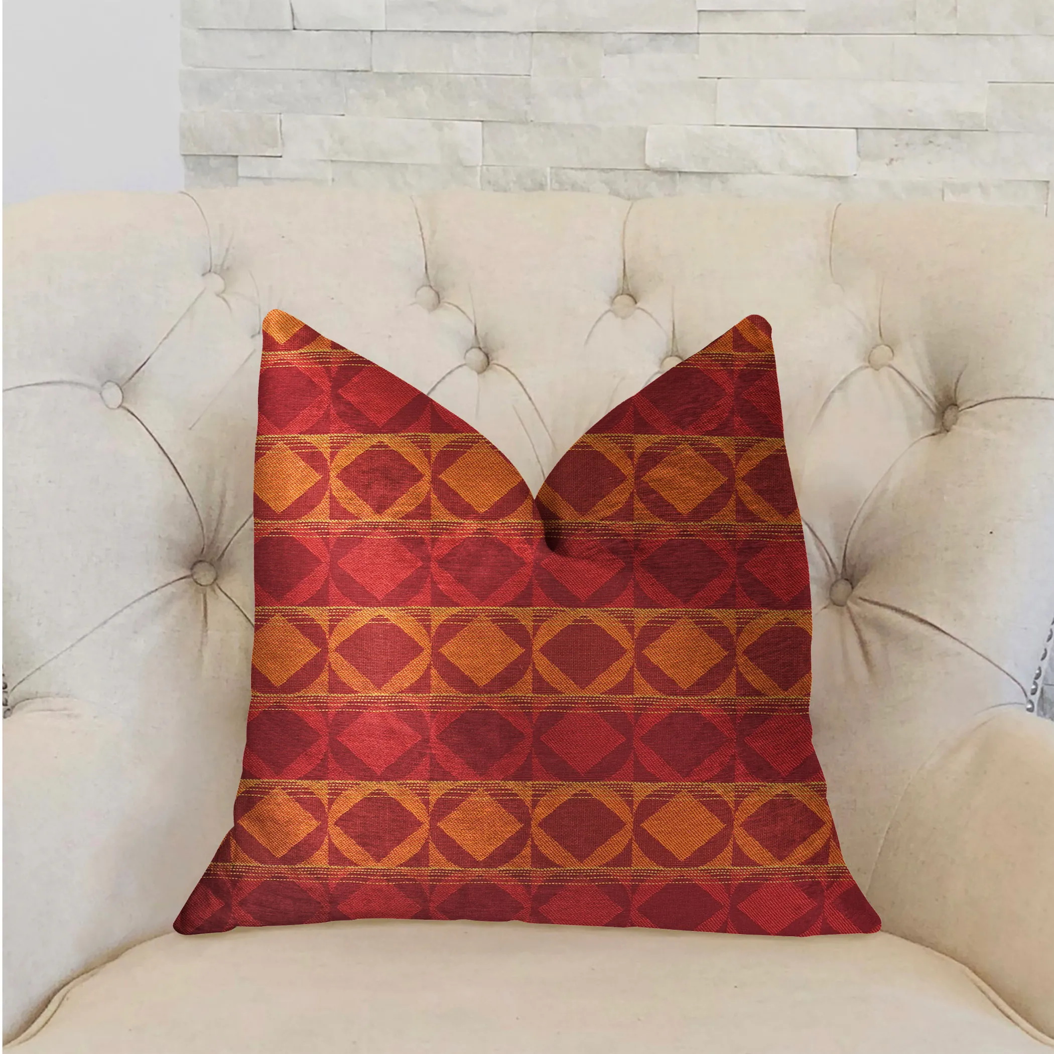 Plutus Celestial Red and Orange Luxury Throw Pillow - Image 2