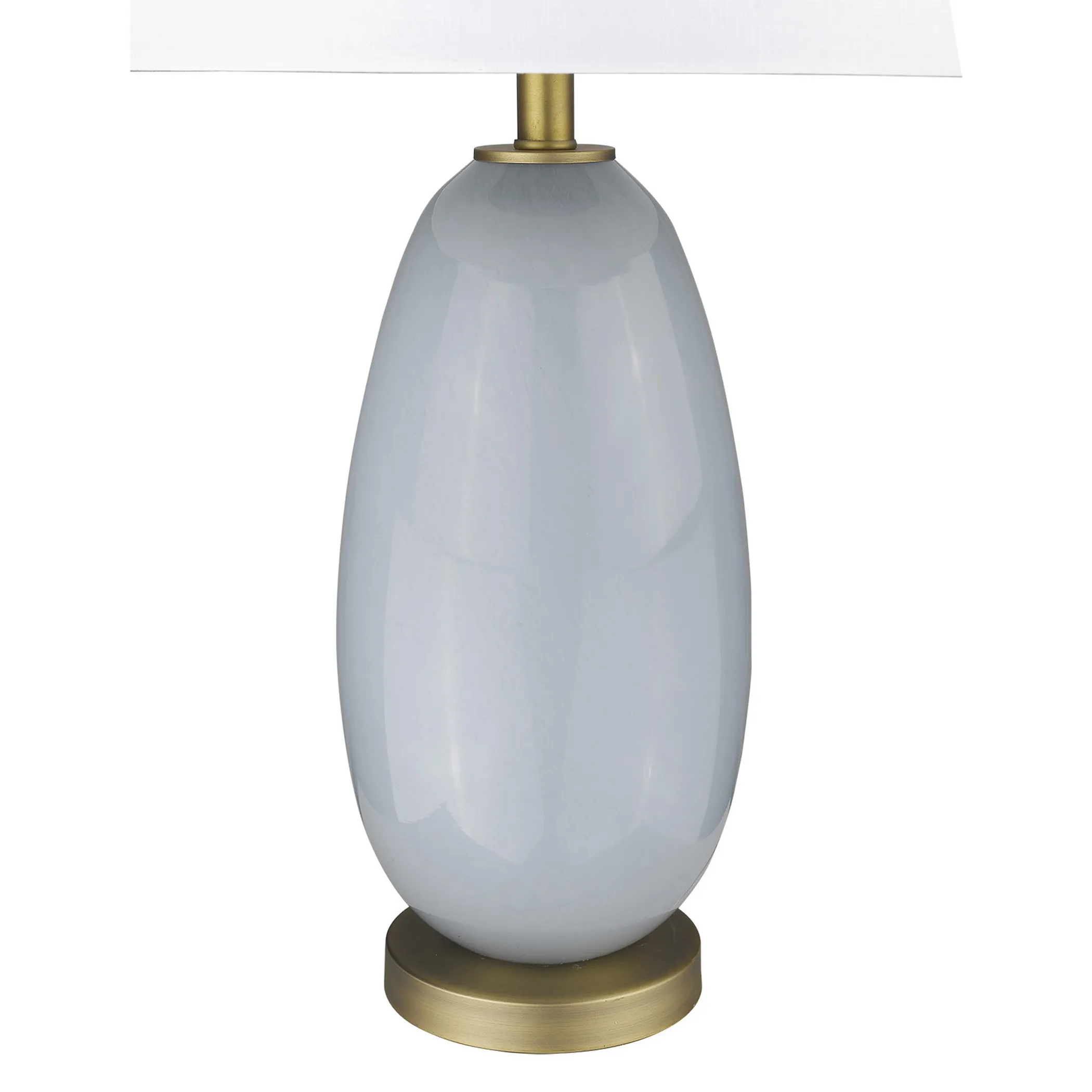 29" Light Gray Glass Table Lamp With White Drum Shade - Image 5