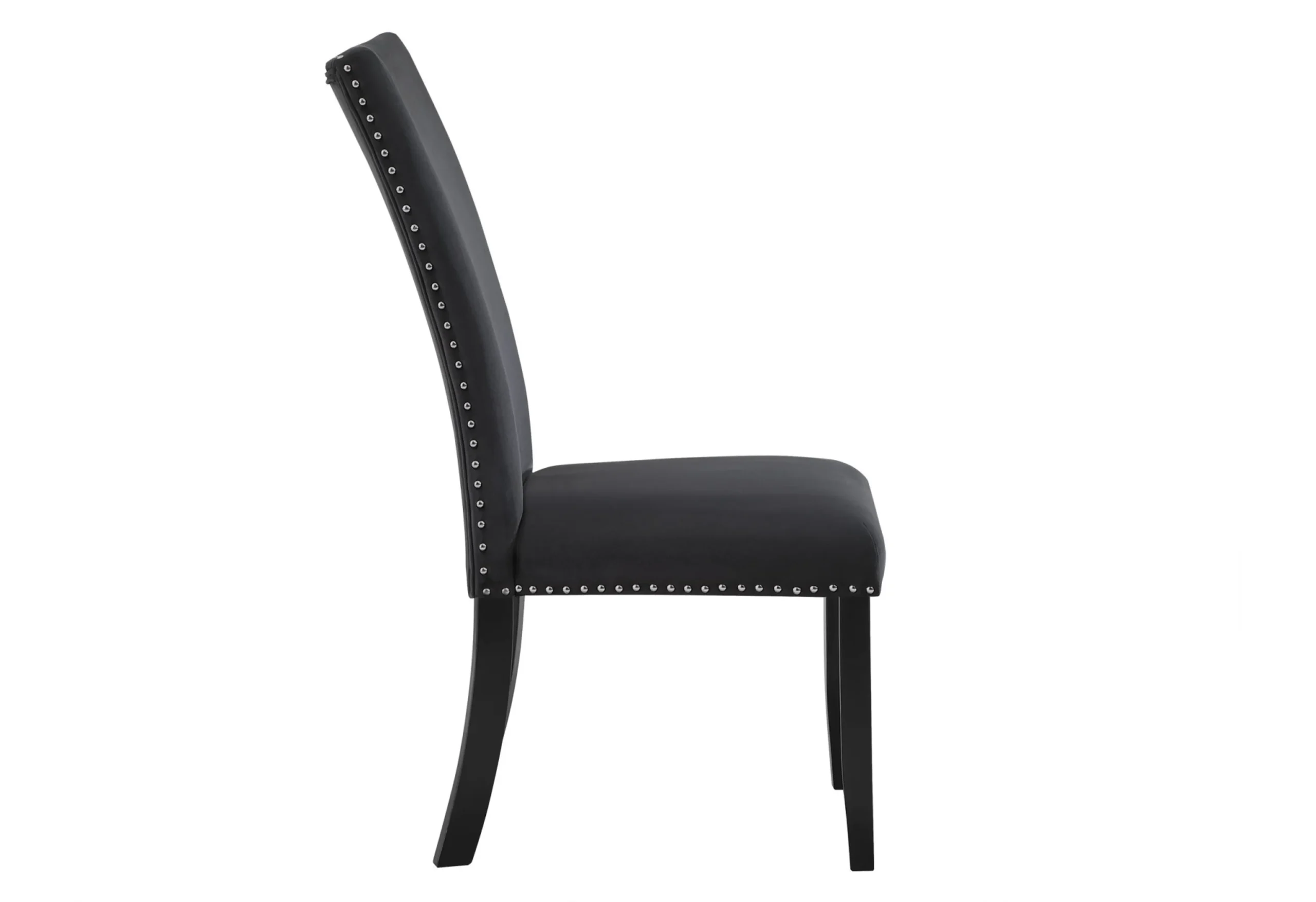 Set of Two Black Upholstered Velvet Dining Side Chairs - Image 4