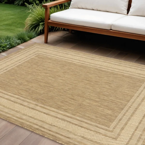 6' X 9' Natural Geometric Indoor Outdoor Area Rug