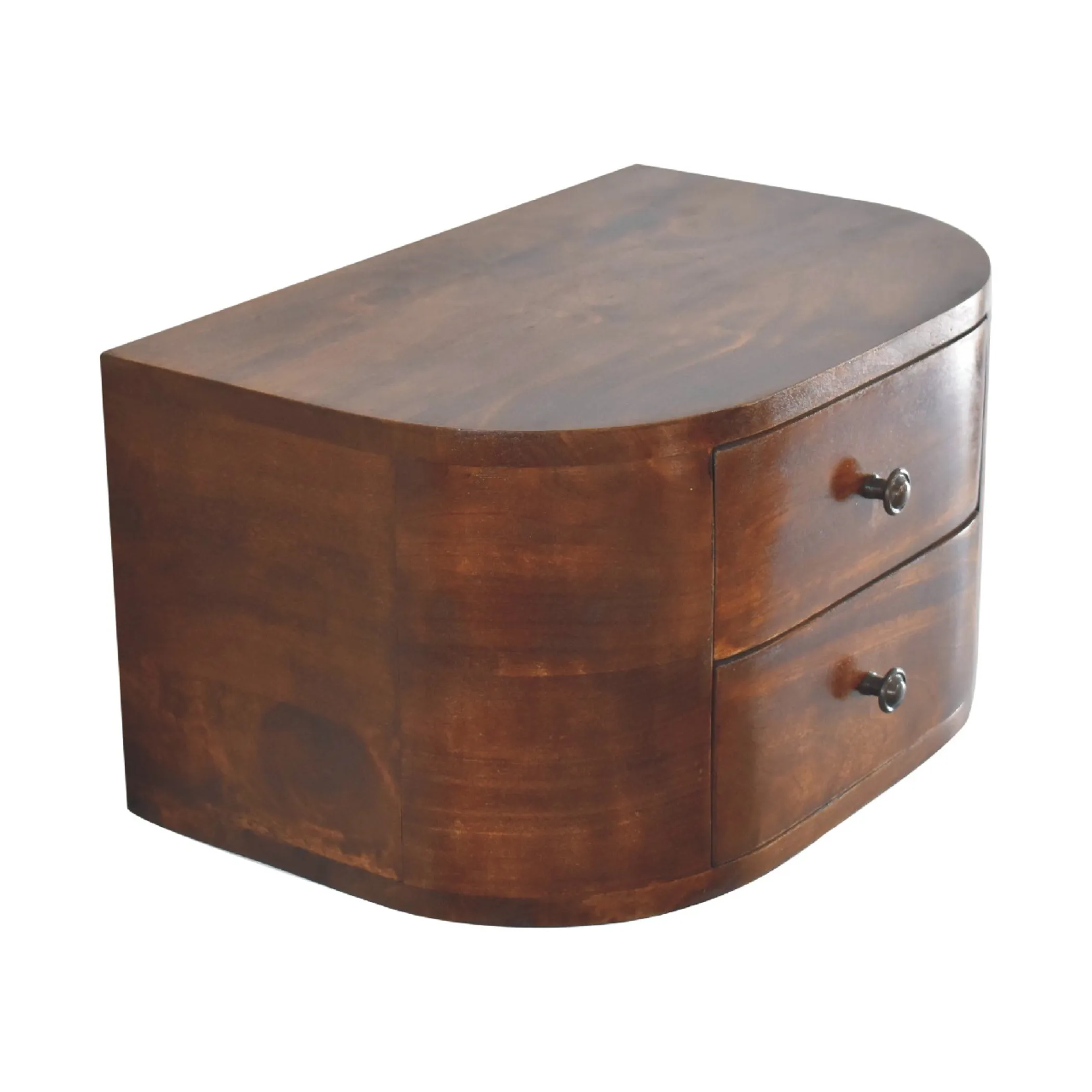 Solid Wood Round Two Drawer Floating Nightstand - Image 4