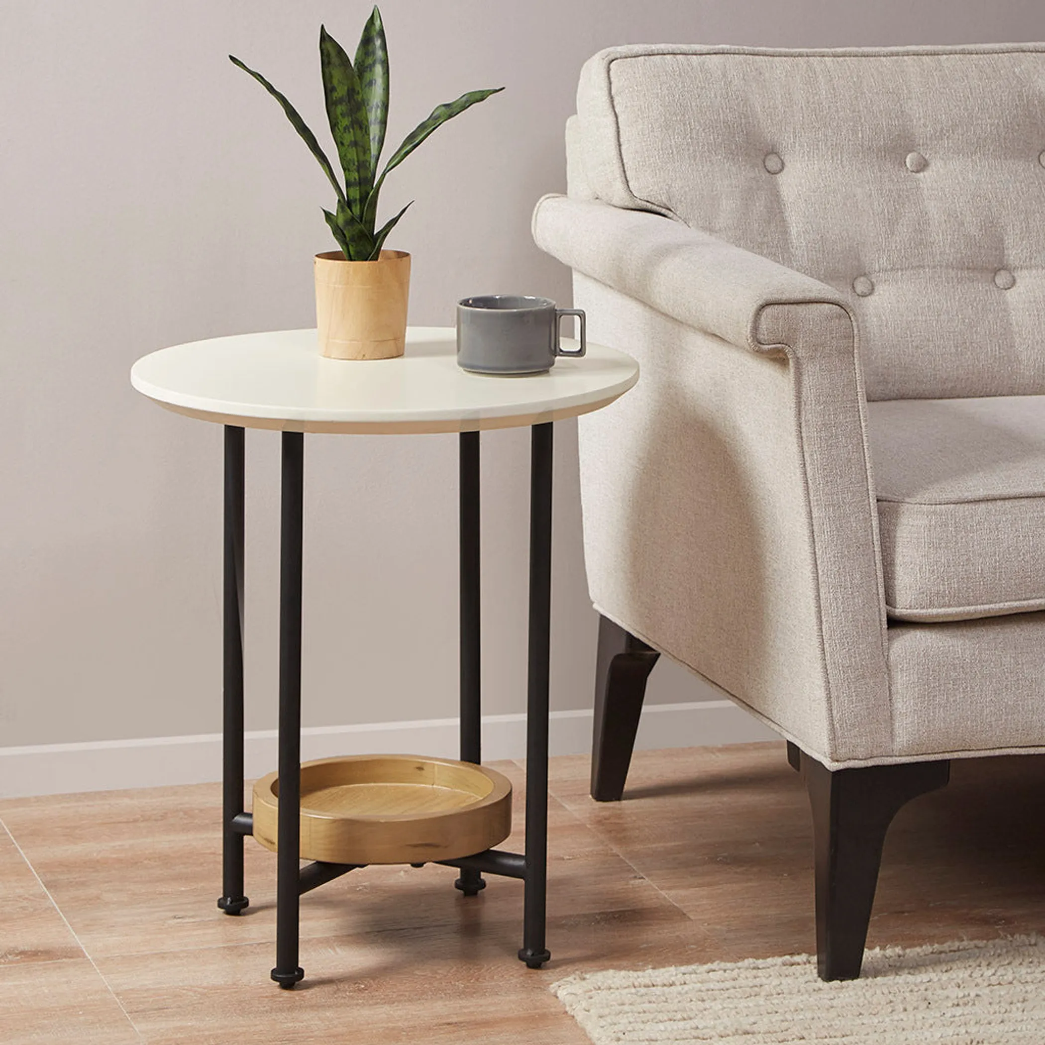 White/Natural End Table - Image 2