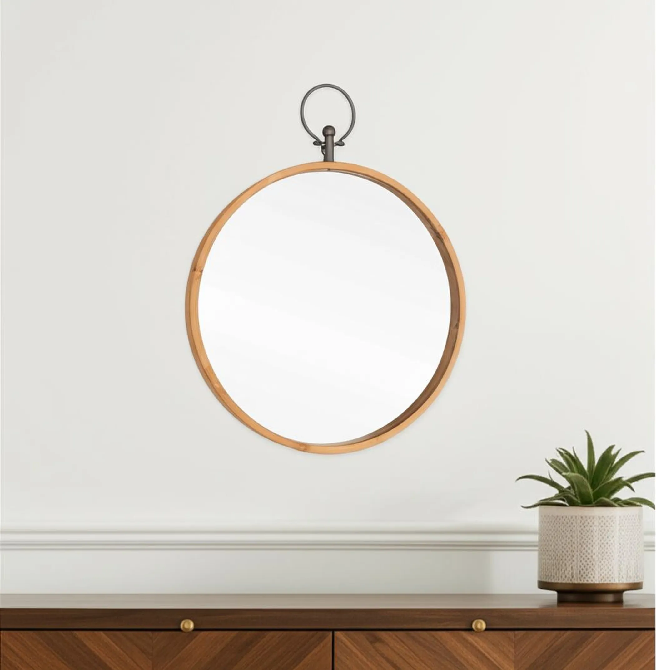 Round Metal Framed Accent Mirror