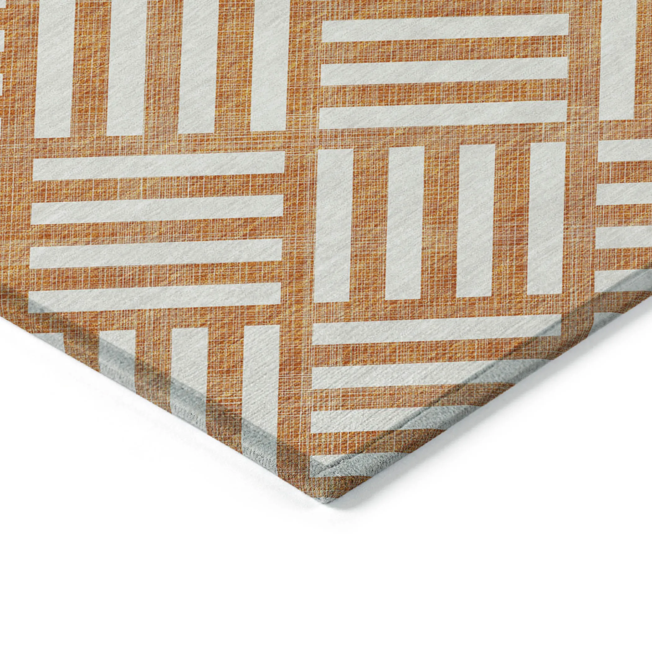 10' X 14' Orange And Ivory Geometric Washable Indoor Outdoor Area Rug - Image 4