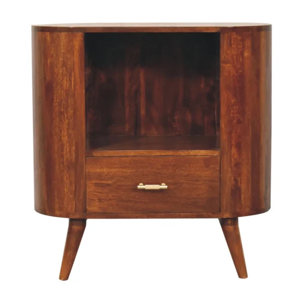 Solid Wood Oval Accent Cabinet With One Drawer