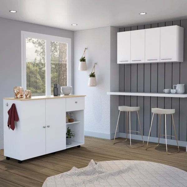 Malibu 2 Piece Kitchen Set, Kitchen Island + Wall Cabinet
