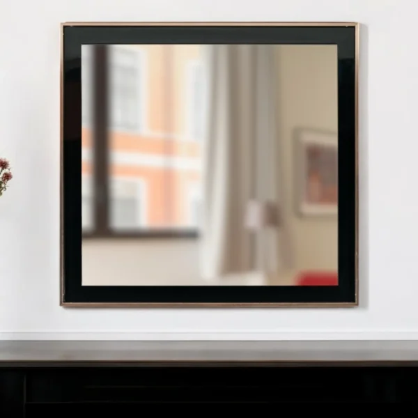 39" Rose Gold and Black Wood and Metal Framed Accent Mirror