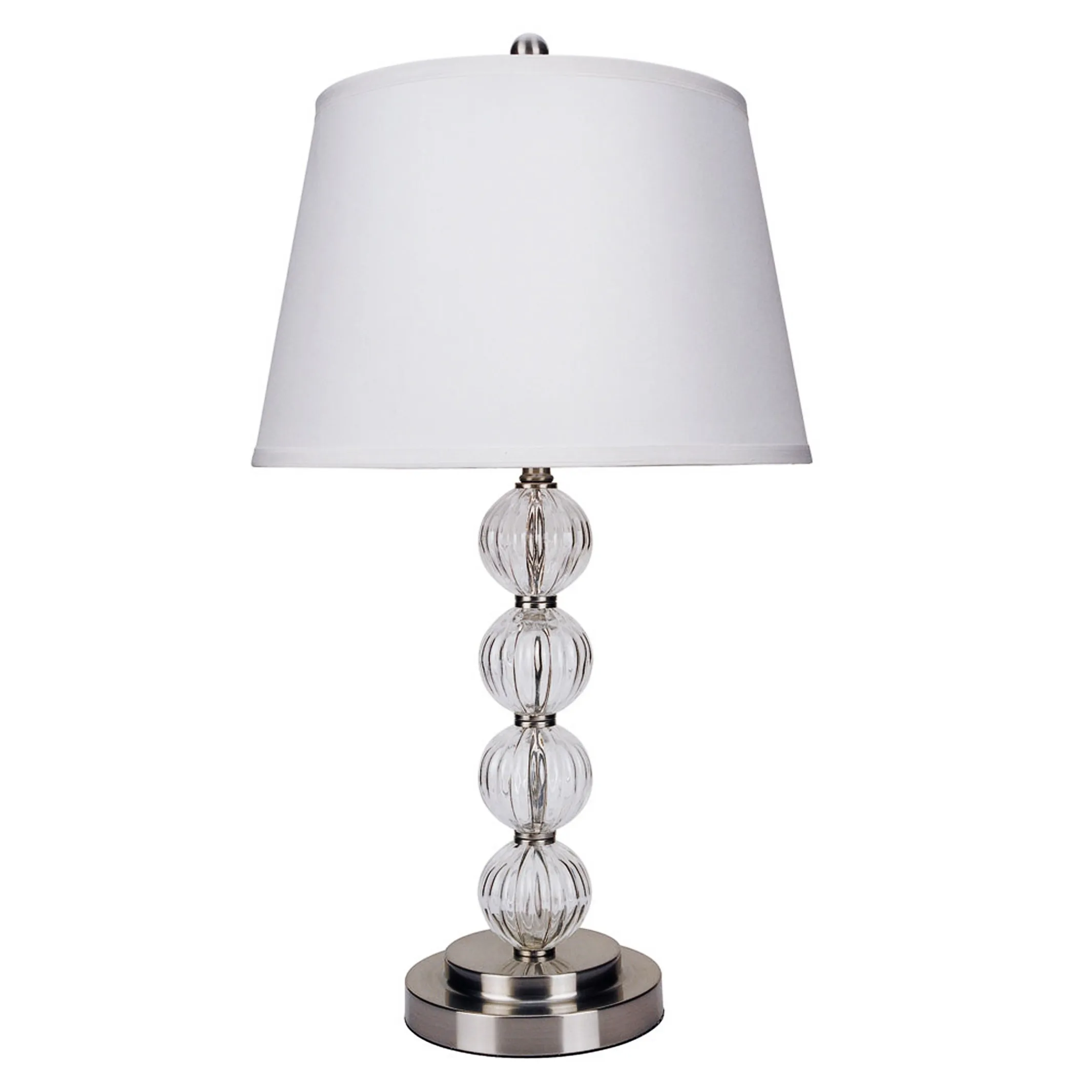 29" Silver Metal Table Lamp With White Classic Empire Shade - Image 2
