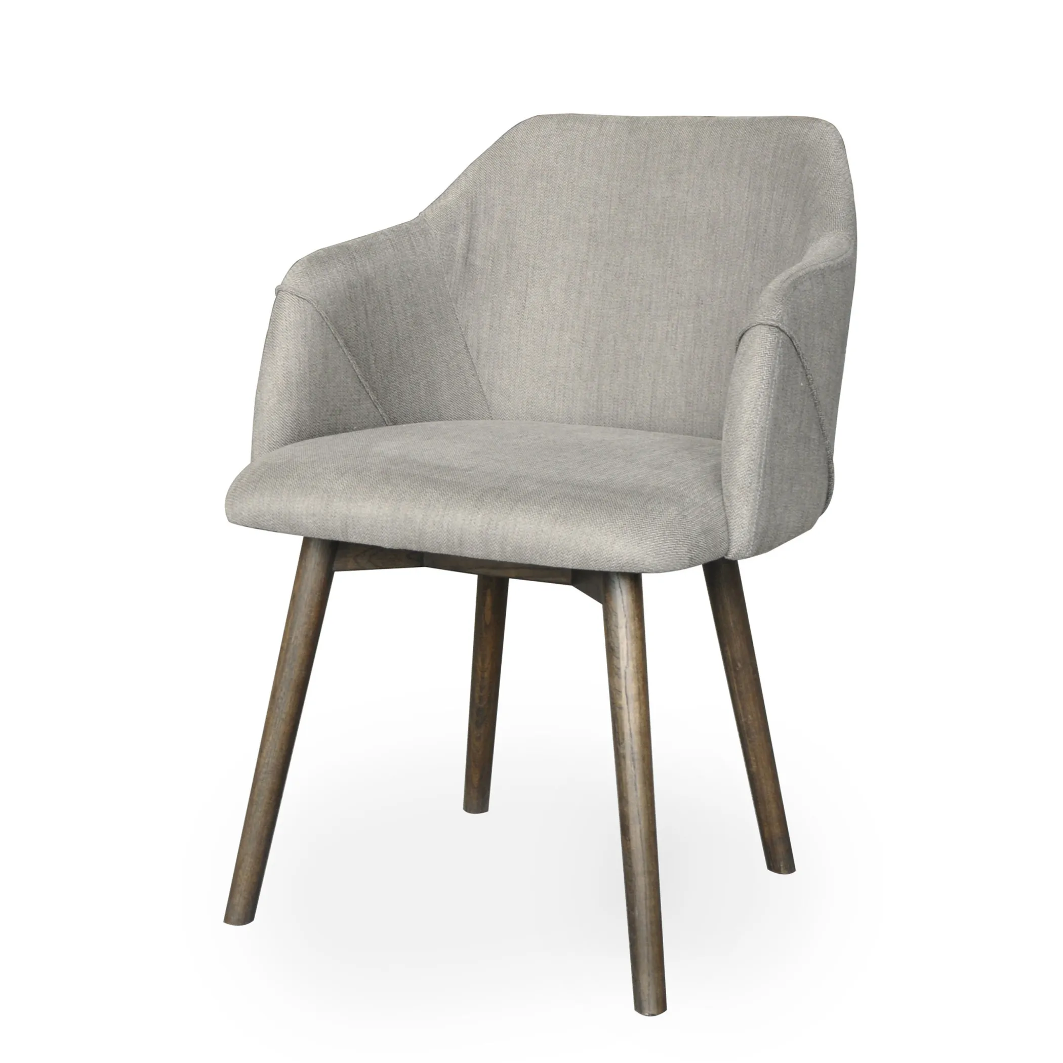 Gray And Brown Upholstered Fabric Dining Arm Chair - Image 2