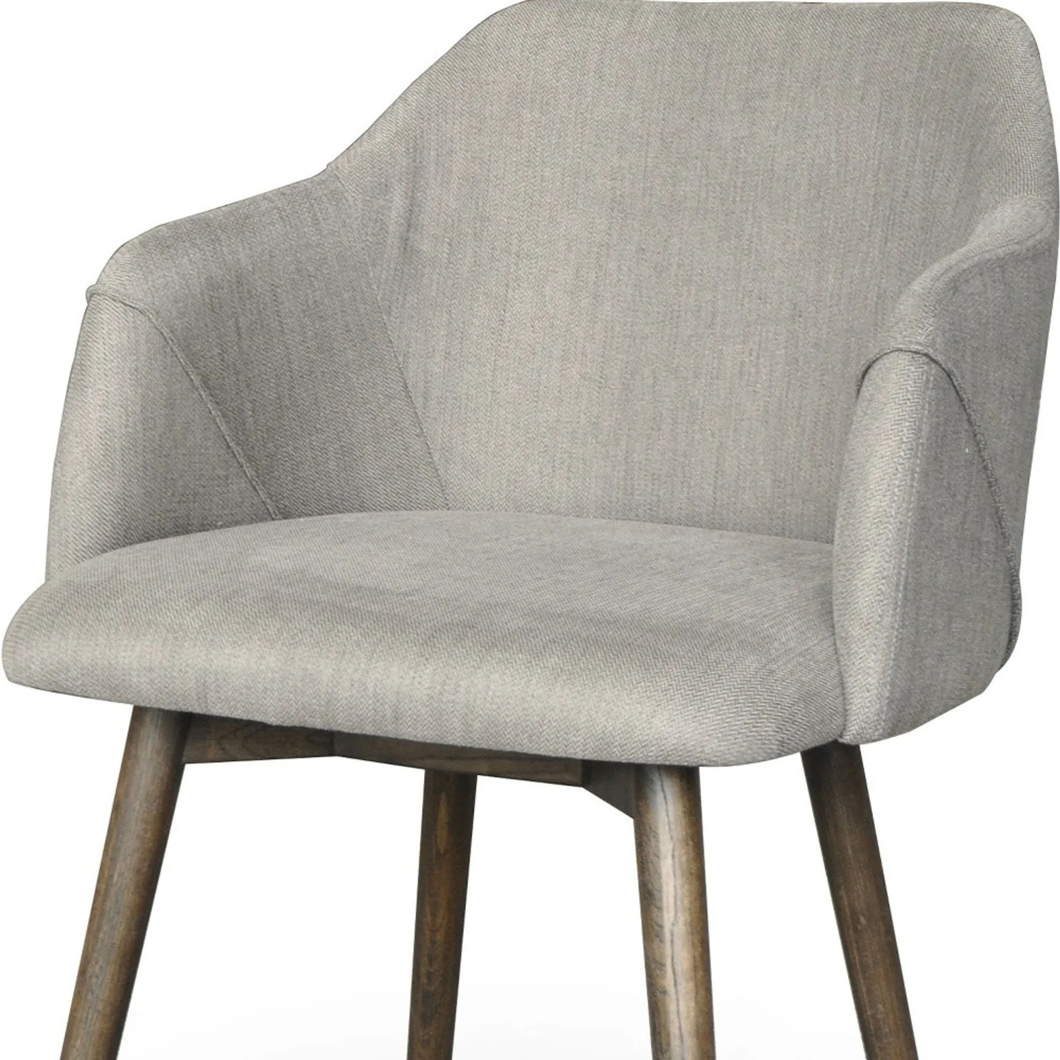 Gray And Brown Upholstered Fabric Dining Arm Chair - Image 5