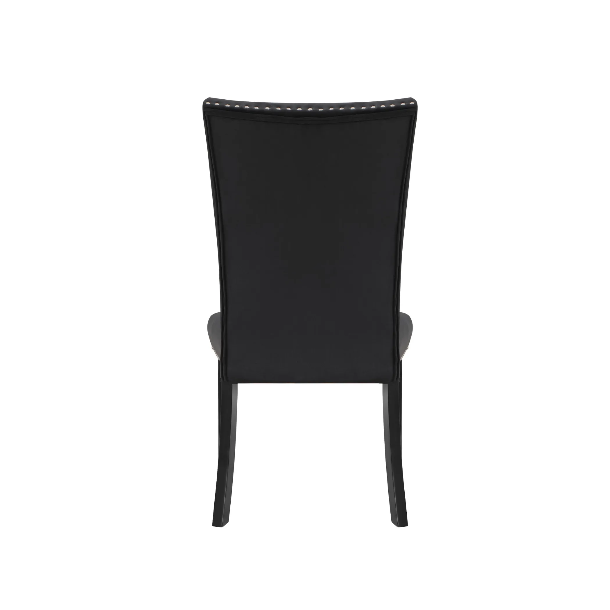 Set of Two Black Upholstered Velvet Dining Side Chairs - Image 5