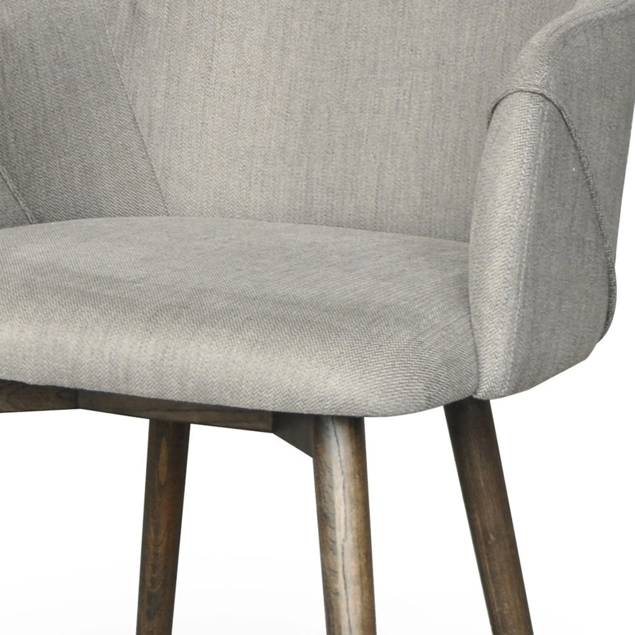 Gray And Brown Upholstered Fabric Dining Arm Chair - Image 4