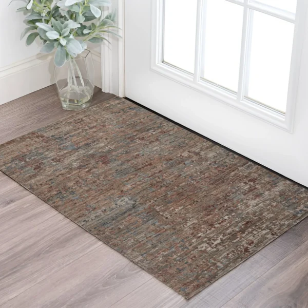 2' X 3' Blue and Red Wool Abstract Hand Knotted Area Rug