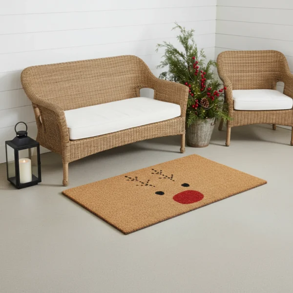 Christmas Reindeer Outdoor Coir Door Mat
