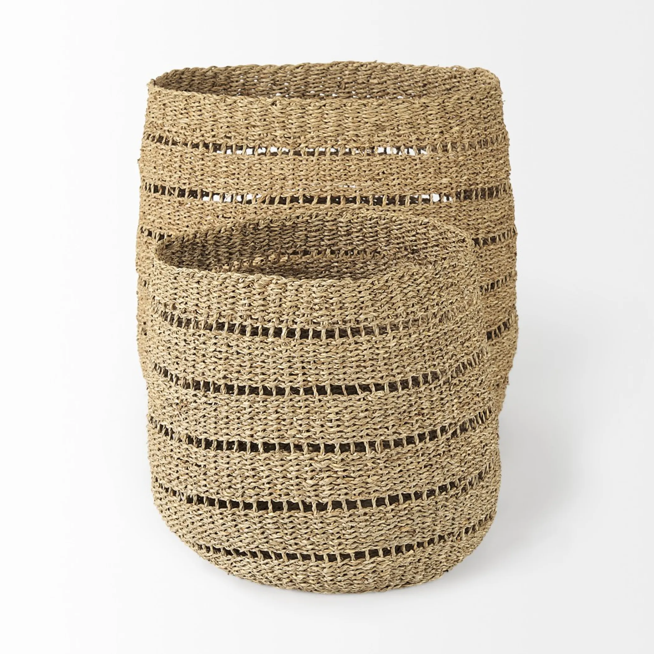 Set of Two 18" Brown Wicker Basket - Image 2