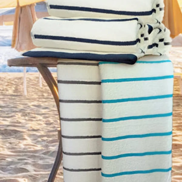 Premium Cotton-Poly Blend Horizontal Stripes Pool Towels 2 PK